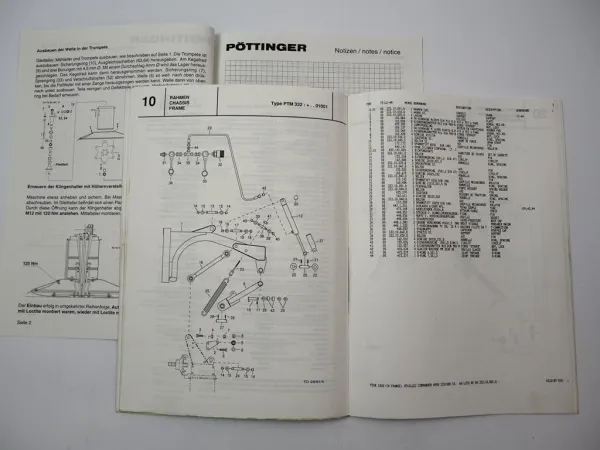 Pöttinger CAT 230 plus front PTM 332 Mäher Betriebsanleitung ETL Reparatur