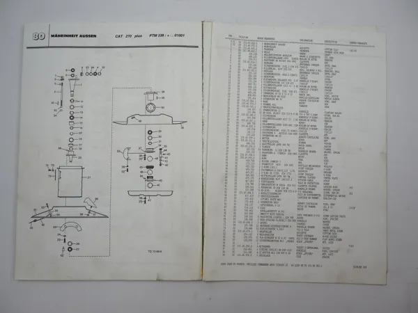 Pöttinger CAT 270 plus PTM 338 Mäher Betriebsanleitung Ersatzteilliste
