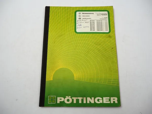 Pöttinger HIT 30 40 47 54 H A N Zettkreisel Bedienungsanleitung Ersatzteilliste