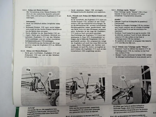 Pöttinger TOP33RF Typ SK279 Schwadkreisel Betriebsanleitung Ersatzteilliste 1989