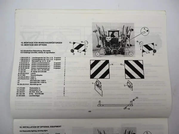 Pöttinger TOP60N Typ SK278 Schwadkreisel Betriebsanleitung Ersatzteilliste 1991