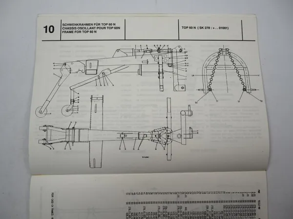 Pöttinger TOP60N Typ SK278 Schwadkreisel Betriebsanleitung Ersatzteilliste 1991