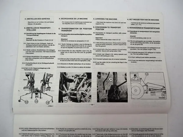 Pöttinger TOP60N Typ SK278 Schwadkreisel Betriebsanleitung Ersatzteilliste 1991