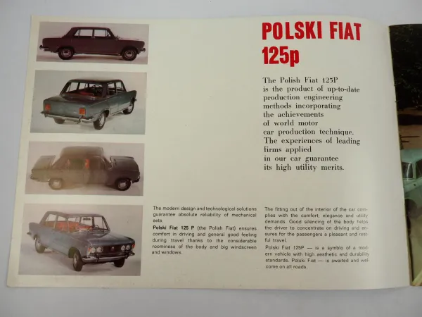 Polski Fiat 125p PKW Prospekt 1968 in Englisch