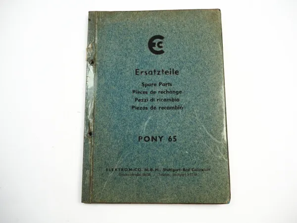 Pony 65 Kompressor Ersatzteilliste Spare Parts List Pieces de rechange