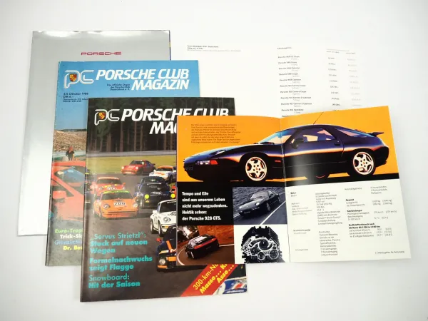 Porsche 911 928 968 2x Prospekt 2x Club Magazin Preisliste Poster 1988 bis 1993