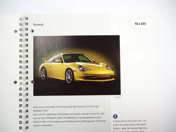 Porsche 911 GT3 Service Information Technik 2004 Schulungshandbuch