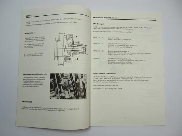 Porsche 924 944 Kundendienst Information Technik Modell 1983