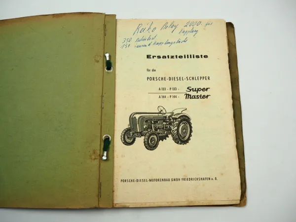 Porsche A133 P133 Super A144 P144 Master Schlepper Ersatzteilliste 1959