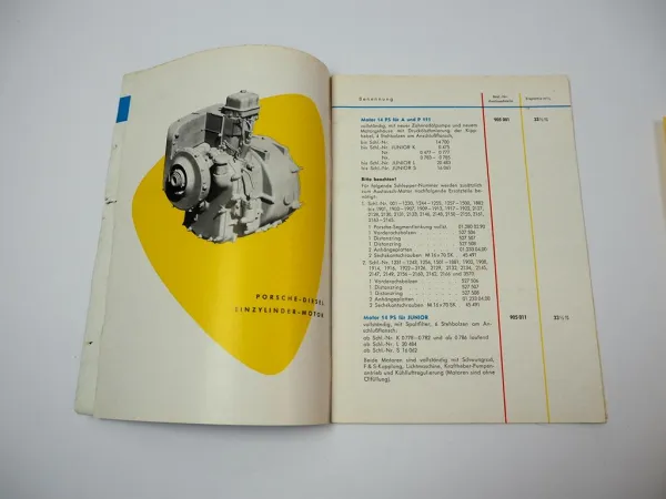 Porsche Diesel Schlepper Austauschdienst Ersatzteilliste Anschreiben 1958/59