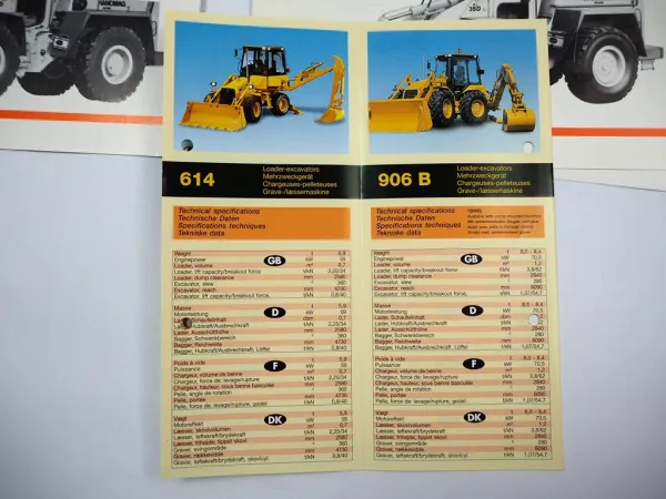 Posten 19x Prospekt Hanomag Liebherr Zeppelin Terex Radlader Bagger Baumaschinen
