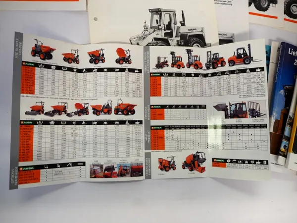 Posten 19x Prospekt Hanomag Liebherr Zeppelin Terex Radlader Bagger Baumaschinen