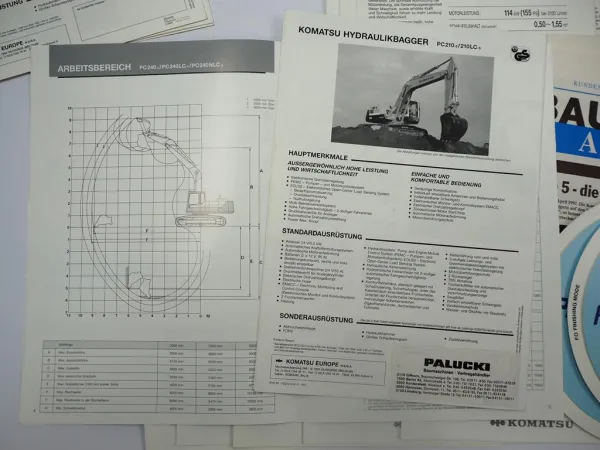 Posten 22x Prospekt Komatsu PC Hydraulikbagger Lieferprogramm 1990er Jahre Posten 22x Prospekt Komatsu PC Hydraulikbagger Lieferprogramm 1990er Jahre