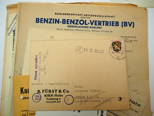 Posten Belege Briefe Zeitschrift Kirn Bad Kreuznach Rheinland Pfalz 1930 - 1950