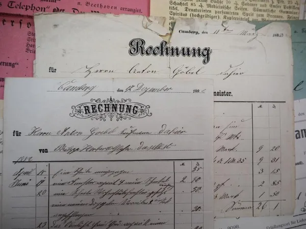 Posten Belege Rechnungen Camberg Limburg Hessen ca. 1870 bis 1945