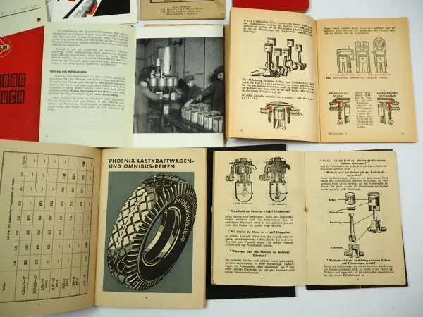 Posten Broschüren Bordbuch Postkarten zum Thema Auto Benzin Öl 1930/50er Jahre