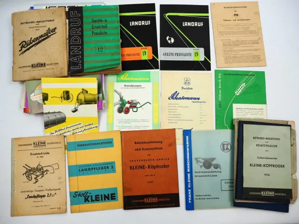 Posten ca. 40 Stück Prospekte Preislisten Ersatzteillisten Landtechnik 1950-90er