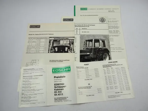 Posten Edscha Fahrerhaus Kabine für IHC Prospekt Preisliste Anschreiben 1970er J.