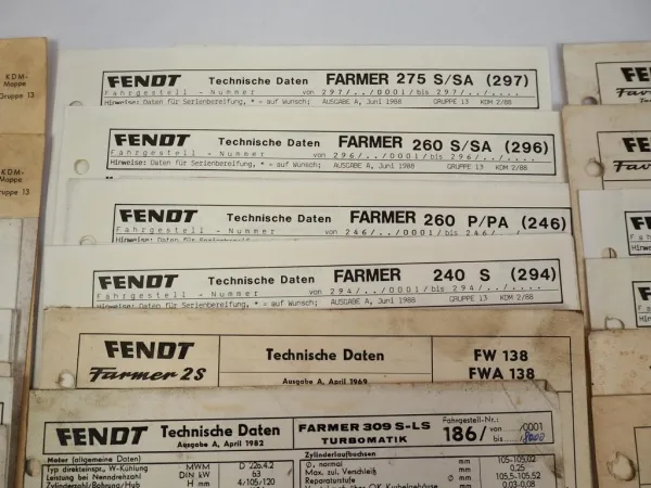 Posten Fendt Farmer Favorit Dieselross Technische Daten Einstellwerte
