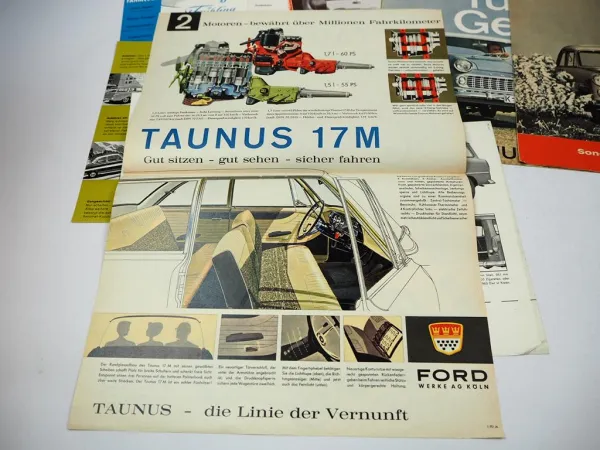 Posten Ford 11x Prospekt z.B. Taunus Zubehör 1950/60er Jahre