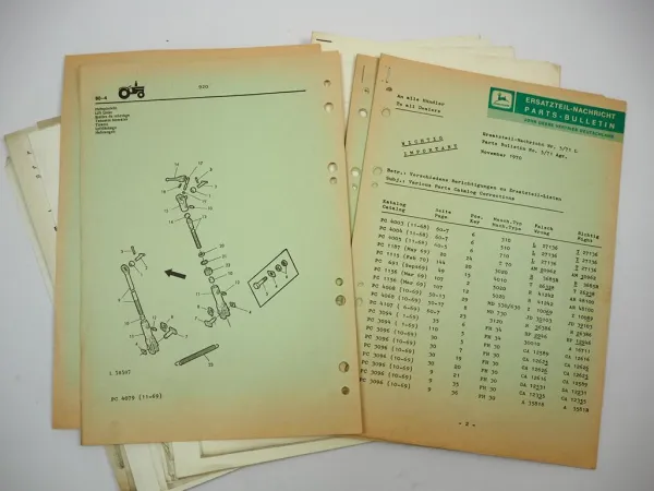 Posten John Deere Landmaschinen Kundendienst Nachrichten ca. 1968 bis 1970