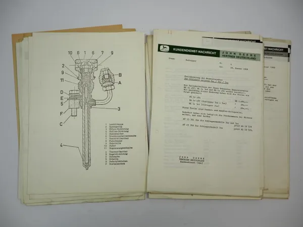 Posten John Deere Landmaschinen Kundendienst Nachrichten ca. 1968 bis 1970