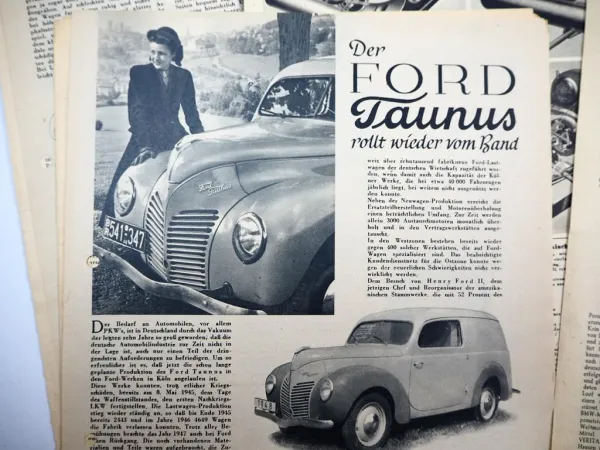 Posten lose Seiten aus Zeitschriften Thema Auto Testberichte 1950/60er Jahre