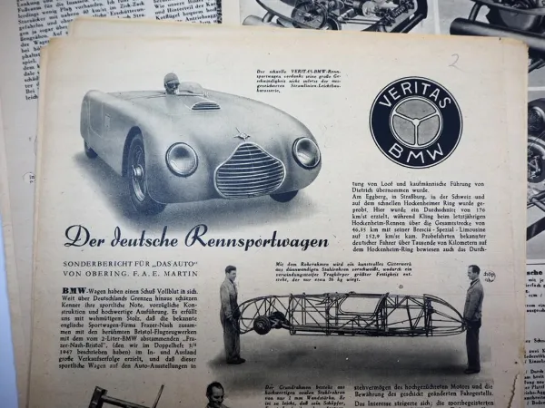 Posten lose Seiten aus Zeitschriften Thema Auto Testberichte 1950/60er Jahre
