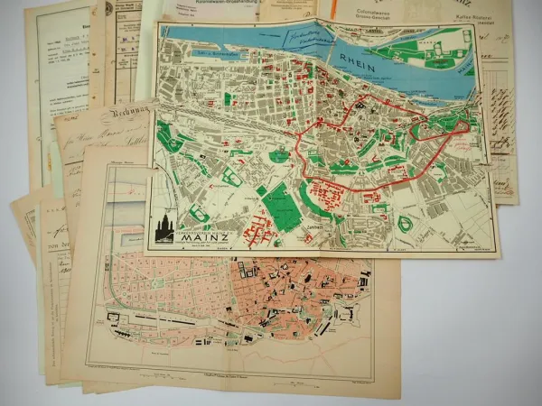 Posten Mainz Rechnungen ab 1850 Belege Stadtpläne Zeitschrift Unsere Geschichte