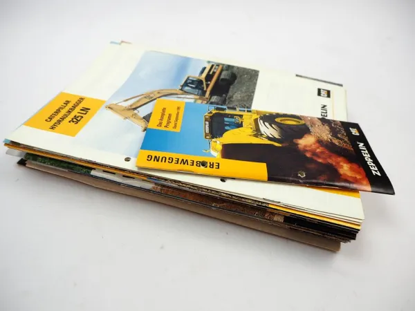 Posten mit ca. 25x Prospekt Zeppelin CAT Bagger Radlader Raupen meist 1990er J.