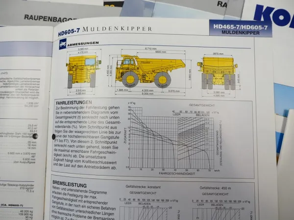Posten mit ca. 50x Prospekt Komatsu Bagger Radlader Kipper 1980/90/2000er Jahre