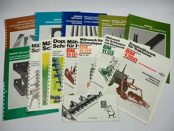 Posten Original Prospekte Busatis Mähwerk Mähmesser für Schlepper 1970/80er J.