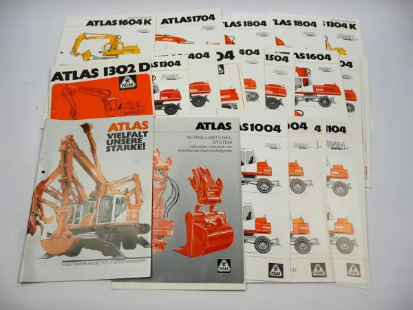 Posten Original Prospekte Datenblätter Atlas Mobilbagger Raupenbagger 1980/90er
