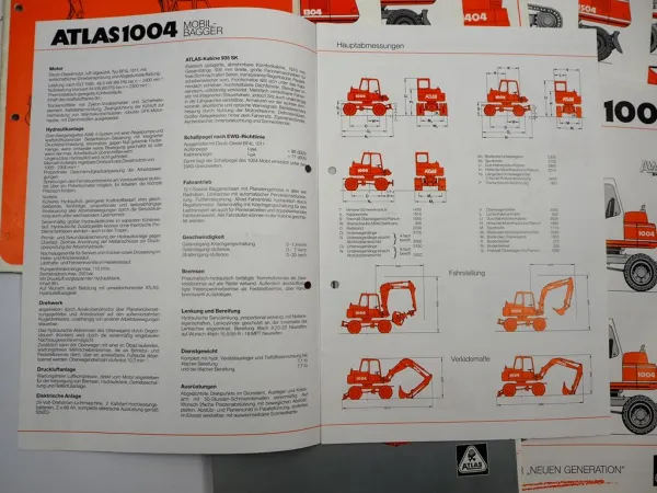 Posten Original Prospekte Datenblätter Atlas Mobilbagger Raupenbagger 1980/90er