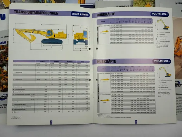 Posten Original Prospekte Komatsu Bagger Radlader Kipper 1990/2000er Jahre