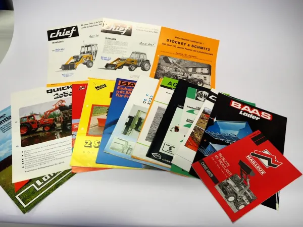 Posten Original Prospekte Landtechnik z.B. Frontlader 1970/80er Jahre