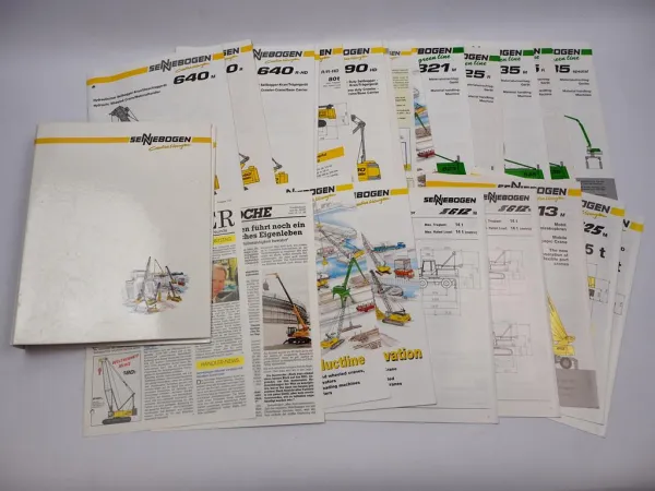 Posten Original Prospekte Sennebogen Seilbagger Teleskopkran 1990er Jahre