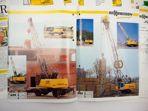 Posten Original Prospekte Sennebogen Seilbagger Teleskopkran 1990er Jahre