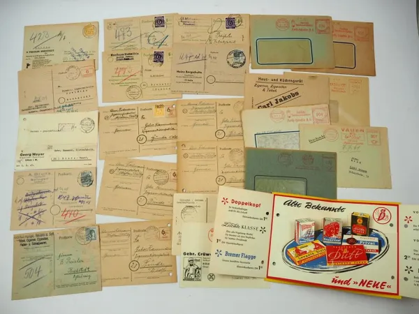 Posten Postkarten Briefumschläge Flyer Thema Zigarren Zigaretten Tabak 1945 - 61
