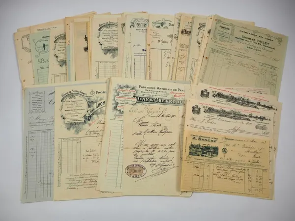Posten Rechnungen Frankreich Deutschland 1900/1910er Jahre ca. 100 Stück