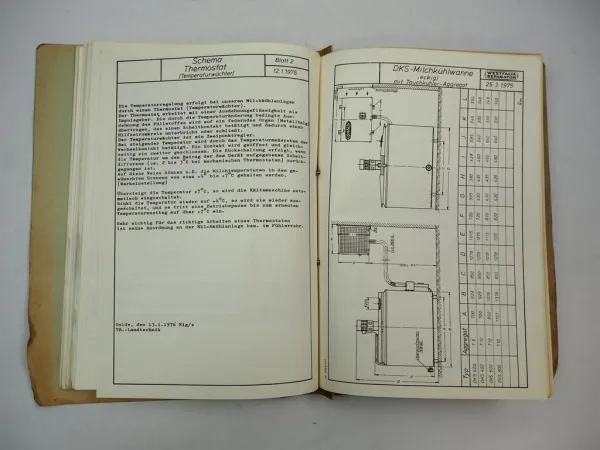 Posten Westfalia Milchkühlanlagen Betriebsanleitung ETL Prospekt 1970er Jahre