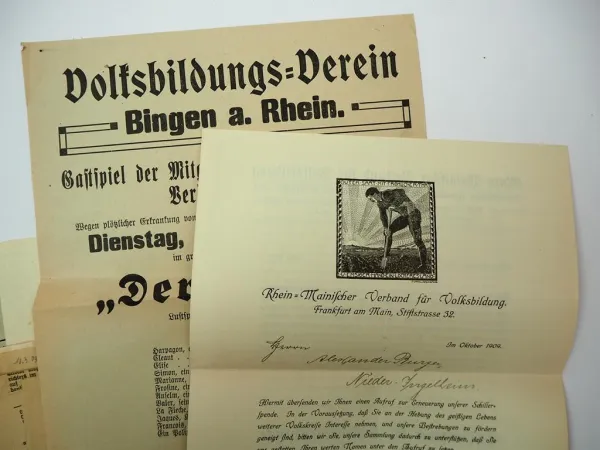 Posten Zeitungen Volksbildung Vereine 1909 Alzey Bingen Ingelheim