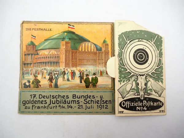Postkarte 17. Deutsches Bundesschiessen zu Frankfurt 1912 aufklappbar