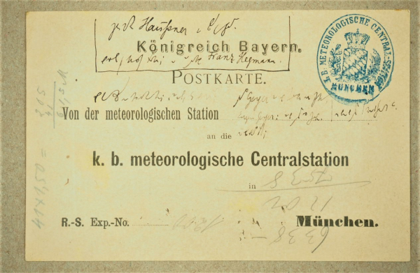 Postkarte K.B Meteorologische Centralstation München 1904 Bayern