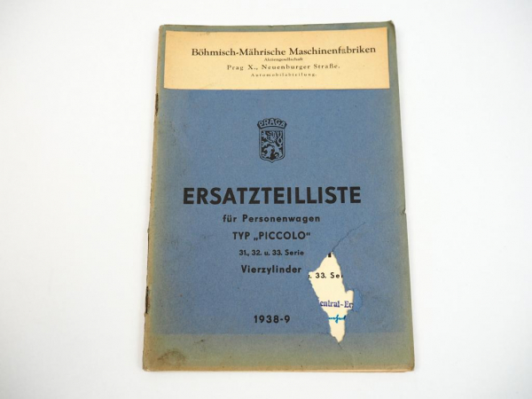 Praga Piccolo PKW Serie 31 32 33 Ersatzteilliste Ersatzteilverzeichnis 1938