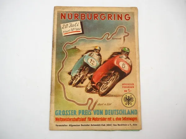 Programmheft Grosser Preis von Deutschland Nürburgring Motorrad 1958