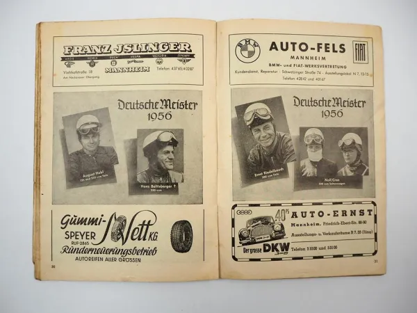 Programmheft Hockenheim Grosser Preis von Deutschland Rennen Motorrad 1957
