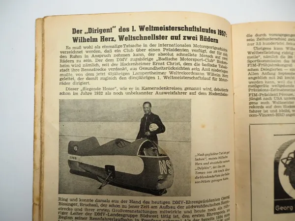 Programmheft Hockenheim Grosser Preis von Deutschland Rennen Motorrad 1957