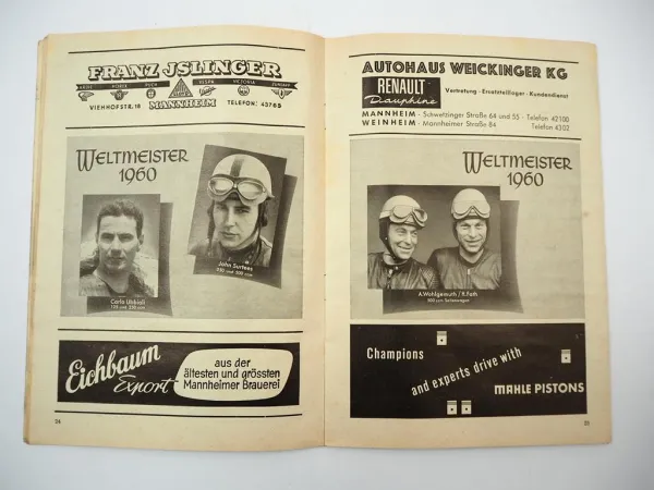 Programmheft Hockenheim Grosser Preis von Deutschland Rennen Motorrad 1961