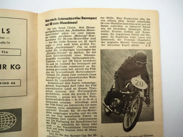 Programmheft Hockenheim Grosser Preis von Deutschland Rennen Motorrad 1961